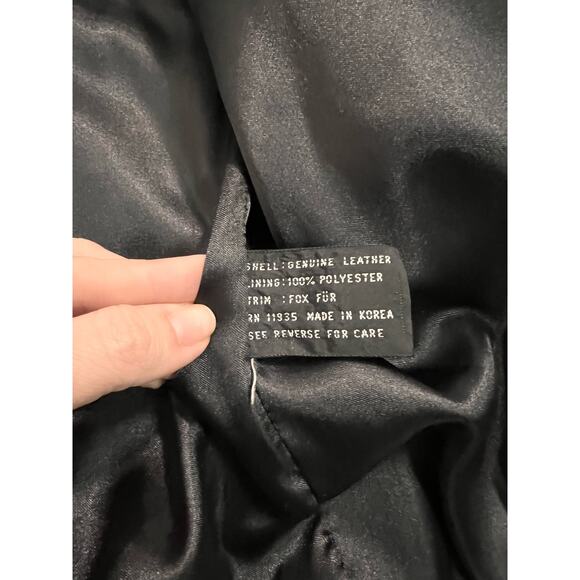 Vintage 1980s Jacqueline Ferrar Leather Coat with Fox Fur Trim Size Large - Picture 12 of 16